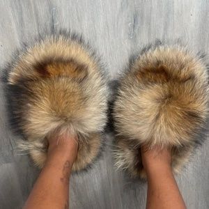 Real fur slides
